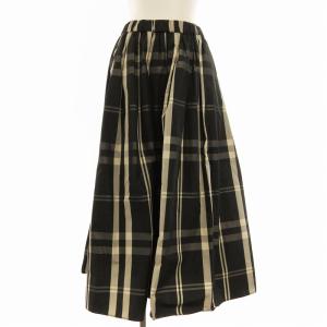チェックタフタフレア スカート フレア ロング チェック ナイロン 36 黒 ブラック 15241625090