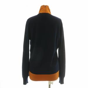 PLAN C ニット 長袖 ハイネック ストレッチ ウール 40 オレンジ 紺 ネイビー /BB