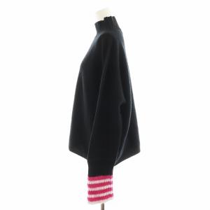 MARNI 20AW ニット セーター 長袖 ハイネック ボーダー切替 モヘヤ混 40 ピンク 黒 ブラック DVMD0095Q0FH513