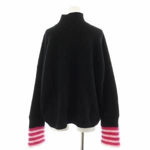 MARNI 20AW ニット セーター 長袖 ハイネック ボーダー切替 モヘヤ混 40 ピンク 黒 ブラック DVMD0095Q0FH513