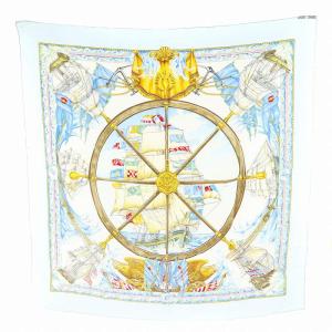HERMES カレ90 VIVE LE VENT 風よ吹け スカーフ ライトブルー