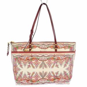 トートバッグ ショルダーバッグ PVC 総柄 A4 ポーチ付き 赤 白 /TK