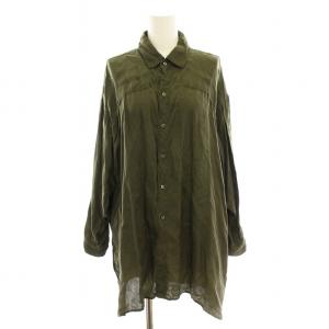 美品*TICCA ティッカ スタンダードカラーチュニック コットン カーキ