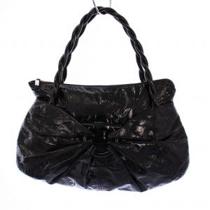 ガンチーニ トートバッグ ハンドバッグ エナメル ブラック AU-21 B393 /KH OH