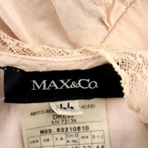 MAX&CO. ティアード ワンピース 82210810 レース Vネック 長袖 パフスリーブ 44 ピンク /G