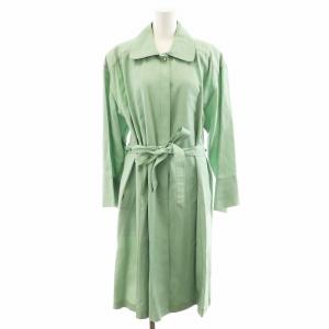 ステンカラーコート ロング丈 絹 シルク混 9 ライトグリーン MDK6C0710 /AN2