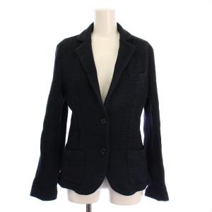 テーラードジャケット アウター シングル ストレッチ 総柄 ウール F 紺 ネイビー /BB