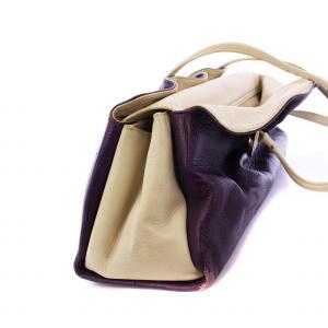 BVLGARI レザー ツイスト トートバッグ ハンドバッグ レザー パープル /KH OH