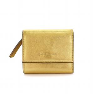 三つ折り ミニ 財布 レザー ゴールド色 /YM