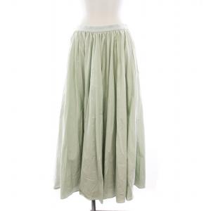 ボタニカル コットンシルクスカート ロング ギャザー フレア 38 薄緑 3310500136 /YM