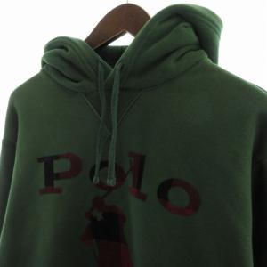POLO RALPH LAUREN プルオーバーパーカー フーディー プリント 長袖 L 緑 グリーン