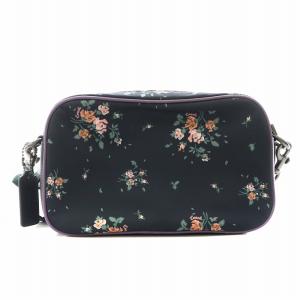COACH ショルダーバッグ 花柄 ナイロン レザー ピンク 黒 ブラック 91020