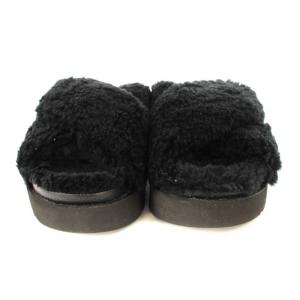 UGG australia FUZZ SUGAR CROSS SLIDE サンダル ボア 22cm 黒 1120860 /MM
