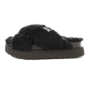UGG australia FUZZ SUGAR CROSS SLIDE サンダル ボア 22cm 黒 1120860 /MM