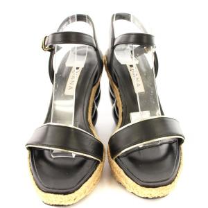 DIANA ストラップサンダル ウェッジソール キルティング S 黒 /MM