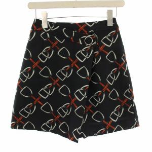 タグ付き 23AW ビットプリントラップパンツ キュロット 総柄 2-36 黒 ブラック 0323311204-00