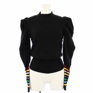 ニット セーター パフスリーブ 長袖 ボーダー 36 黒 0309-100-231 A /TK