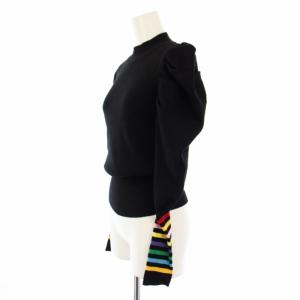 sov. ニット セーター パフスリーブ 長袖 ボーダー 36 黒 0309-100-231 A /TK