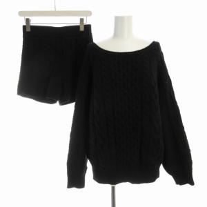 23AW ケーブルニットトップス パンツ セットアップ セーター ショート F 黒 ブラック SWNT234314