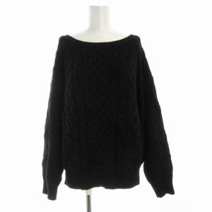 SNIDEL 23AW ケーブルニットトップス パンツ セットアップ セーター ショート F 黒 ブラック SWNT234314