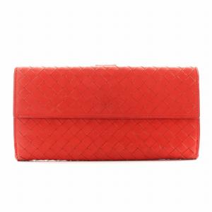 BOTTEGA VENETA イントレチャート 長財布 二つ折り 小銭入れ Wホック レザー 赤 レッド 134075 /AN7 D