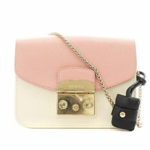 メトロポリス ショルダーバッグ チェーン レザー ピンク 白 ホワイト /AN8 D