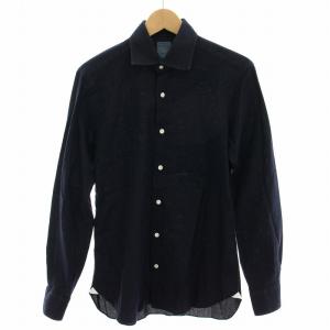 シャツ 長袖 コットン 40/15 紺 ネイビー 1 /RE