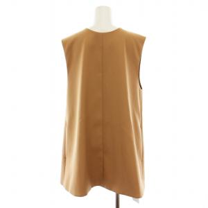 LANVIN en Bleu ウールサテン2WAYフレアベスト ウールサテンセミフレアスカート Aライン ロング 38 ベージュ 3426603 3426502