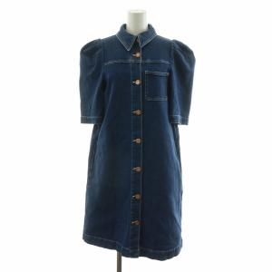 デニムワンピース 半袖 ひざ丈 36 ブルー /NQ