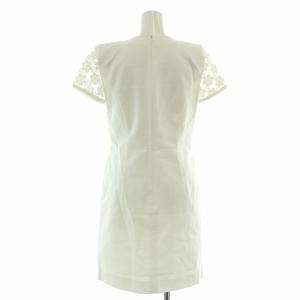FOXEY BOUTIQUE フレアワンピース ひざ丈 半袖 クルーネック レース 40 白 ホワイト /BB