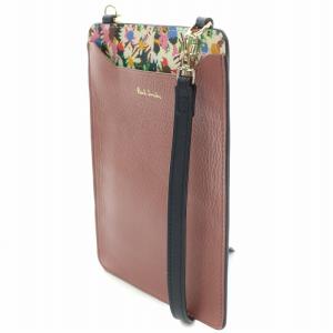 PAUL SMITH マーガレットプリントトリム ポシェット ショルダーバッグ レザー ロゴ 花柄 ピンク 黒 ブラック