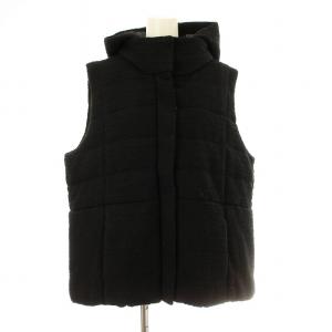CMWLSA1300 23AW 中綿ベスト フード ジップアップ ツイード 7 黒 ブラック /KU