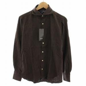 スリムフィット SLIM FIT シャツ ホリゾンタルカラー 長袖 タグ付き S 茶 ブラウン 21-11-2111-811