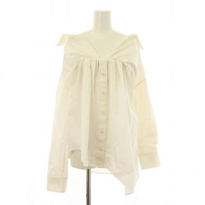 シャツ ブラウス 長袖 オフショルダー デザイン 0 白 ホワイト