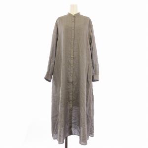 シャツワンピース ロング チェック インナー付き 38 グレー 15261623300 /EE