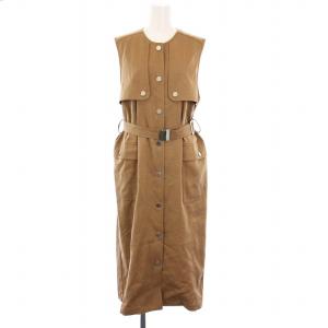 22AW シャンブレーノースリーブワンピース ロング 38 ブラウン 0322331066 /KH