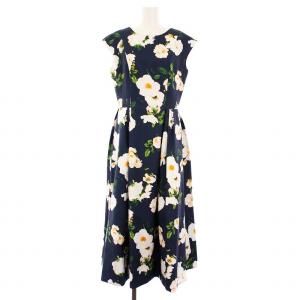カメリアワンピース ノースリーブ ロング 花柄 1 ネイビー 22G503 /KH
