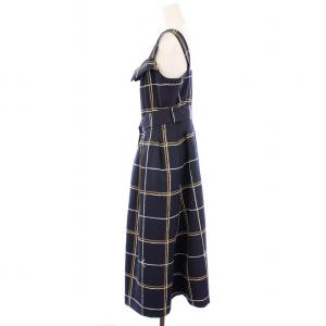 Grace Class 24SS ロープチェックワンピース ノースリーブ ロング 38 ネイビー 0224131083