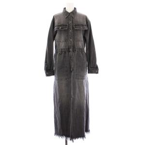 24AW デニムドロストスリットワンピース 長袖 ロング 36 グレー 0224331085