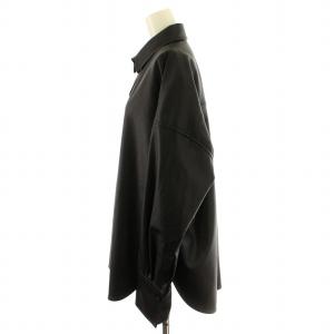 BABYLONE フェイクレザー シャツ チュニック ビッグシルエット 長袖 F 黒 ブラック /DK