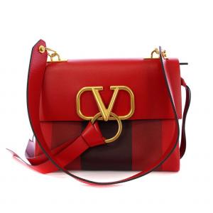 Vスリング ショルダーバッグ レザー レッド