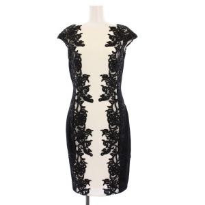 カラードレス ノースリーブワンピース ひざ丈 刺繍 2 白 黒 AZZ1793MXJ