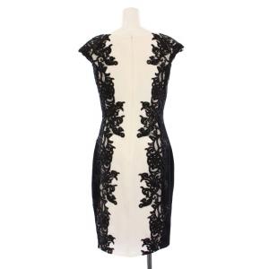 【美品】 TADASHI SHOJI 黒 銀 刺繍ドレス 膝丈 ワンピース 8 カラードレス ノースリーブワンピース ひざ丈 刺繍 2 白 黒 AZZ1793MXJ