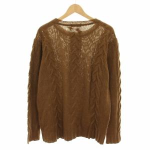 LARDINI ニット セーター クルーネック 長袖 ケーブル編み キャメル L 茶 ブラウン IELMML63 /YT