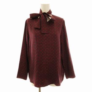 シャツ ブラウス シルク 長袖 ボウタイ 総柄 1 赤 レッド 28019501302 /EE