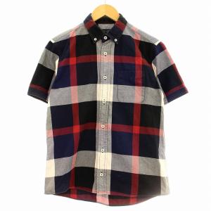 半袖 シャツ 51M38-309-26 チェック ボタンダウン 2 ネイビー 赤 /G
