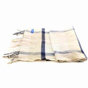 BLUE LABEL CRESTBRIDGE マフラー フリンジ チェック柄 ベージュ 紺 ネイビー /AN2