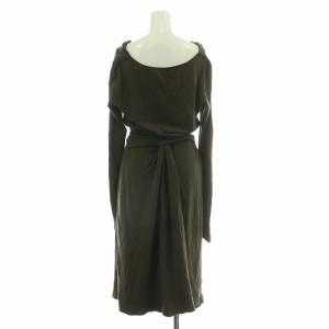 Max Mara タイトワンピース ミモレ ロング 長袖 ストレッチ ウール 無地 40 茶 ブラウン /BB