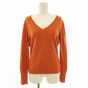 ニット セーター 長袖 Vネック L オレンジ /EE