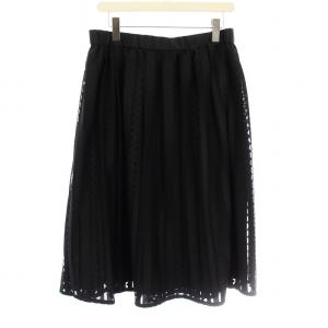 Leilian my perfect wardrobe 1301000 プリーツスカート フレア ミモレ ロング 総レース 13+ 黒 ブラック